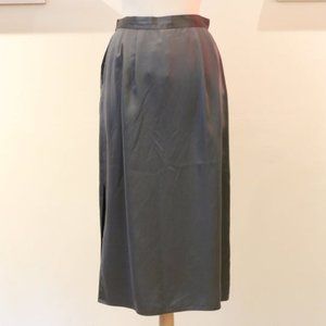 Grey Silk Midi Skirt